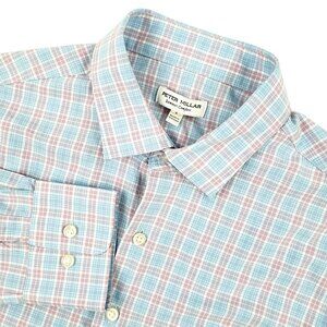 Peter Millar Shirt Men's Large Summer Comfort Plaid Long Sleeve Button Up